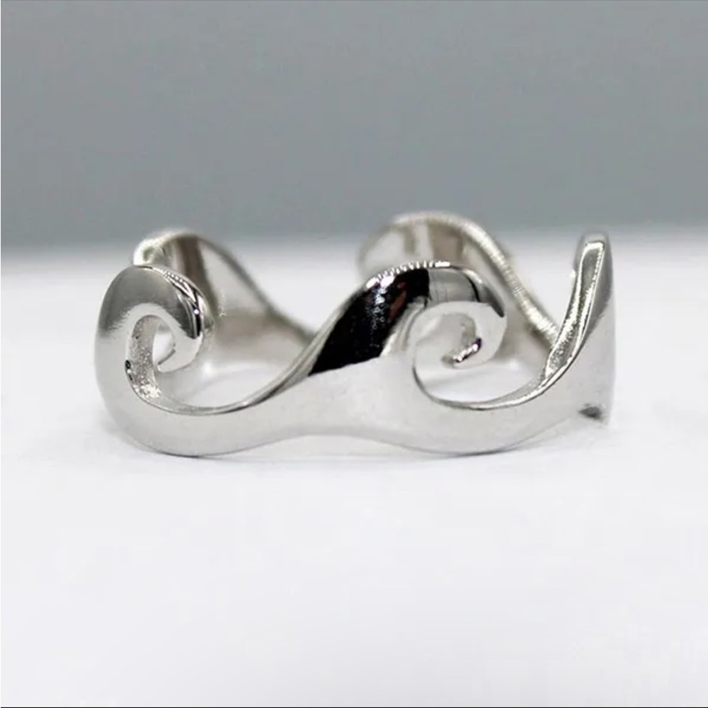 MERMAIDMERCHANT Boutique Silver Wave Pattern Glossy Unisex Index Finger Ring